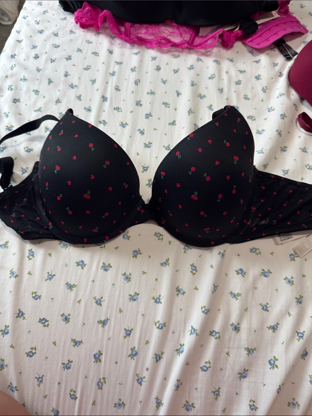 Black Cherry Print Push-Up Bra PINK Victoria secret